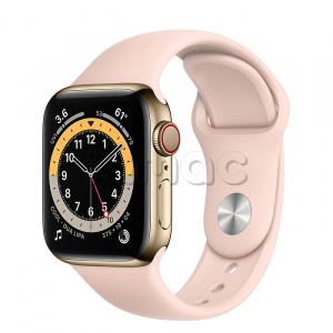 Купить Apple Watch Series 6 // 40мм GPS + Cellular // Корпус из нержавеющей стали золотого цвета, спортивный ремешок цвета «Розовый песок»
