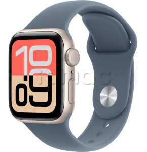 Купить Apple Watch SE 3 // 44мм GPS // Корпус из алюминия цвета "сияющая звезда", спортивный ремешок цвета "якорный синий" (2025)