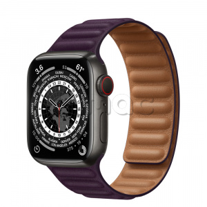 Купить Apple Watch Series 7 // 41мм GPS + Cellular // Корпус из титана цвета «черный космос», кожаный браслет цвета «тёмная вишня», размер ремешка S/M