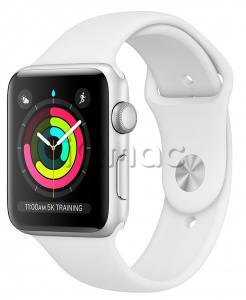 Купить Apple Watch Series 3 // 42мм GPS // Корпус из серебристого алюминия, спортивный ремешок белого цвета (MTF22RU)