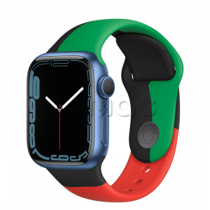Купить Apple Watch Series 7 // 41мм GPS // Корпус из алюминия синего цвета, спортивный ремешок цвета «Black Unity»