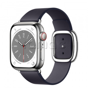Купить Apple Watch Series 8 // 41мм GPS + Cellular // Корпус из нержавеющей стали серебристого цвета, ремешок чернильного цвета с современной пряжкой (Modern Buckle), размер ремешка М
