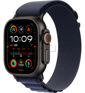 Купить Apple Watch Ultra 2 (2024) // 49мм GPS + Cellular // Корпус из черного титана, ремешок Alpine Loop цвета "морской синий", L