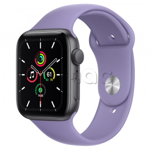 Купить Apple Watch SE // 44мм GPS // Корпус из алюминия цвета «серый космос», спортивный ремешок цвета «Английская лаванда» (2020)