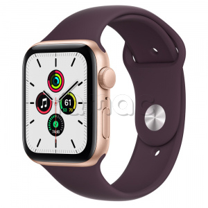 Купить Apple Watch SE // 44мм GPS // Корпус из алюминия золотого цвета, спортивный ремешок цвета «Тёмная вишня» (2020)
