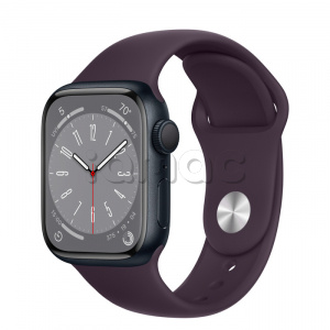 Купить Apple Watch Series 8 // 41мм GPS // Корпус из алюминия цвета "темная ночь", спортивный ремешок цвета "бузина"