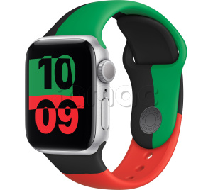 Купить Apple Watch SE // 40мм GPS (Custom) // Корпус из алюминия серебристого цвета, спортивный ремешок цвета Black Unity (2024)