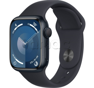 Купить Apple Watch Series 9 // 41мм GPS // Корпус из алюминия цвета "темная ночь", спортивный ремешок цвета "темная ночь"