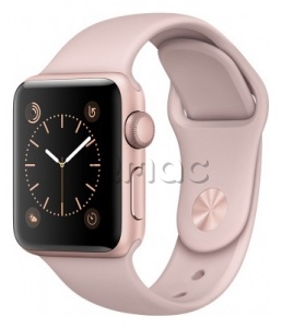 Купить Apple Watch Series 1 38мм Корпус из алюминия цвета «розовое золото», спортивный ремешок цвета «розовый песок» (MNNH2)