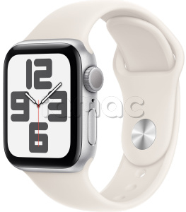 Купить Apple Watch SE // 44мм GPS (Custom) // Корпус из алюминия серебристого цвета, спортивный ремешок цвета «сияющая звезда» (2024)