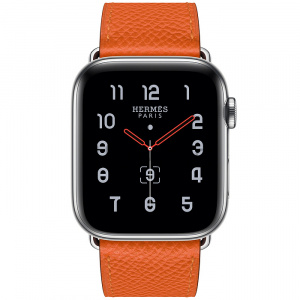 Купить Apple Watch Series 5 Hermès // 44мм GPS + Cellular // Корпус из нержавеющей стали, ремешок Single Tour из кожи Swift цвета Feu