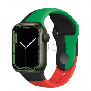 Купить Apple Watch Series 7 // 41мм GPS // Корпус из алюминия зеленого цвета, спортивный ремешок цвета «Black Unity»