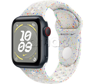Купить Apple Watch SE // 40мм GPS+Cellular // Корпус из алюминия цвета «тёмная ночь», спортивный ремешок Nike цвета «Чистая платина» (2024)