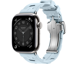 Apple Watch Series 10 Hermès // 42мм GPS+Cellular // Корпус из титана серебристого цвета, ремешок Kilim Single Tour цвета Bleu Acier