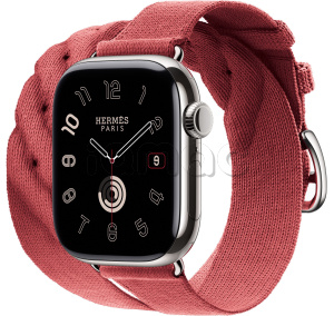 Купить Apple Watch Series 10 Hermès // 42мм GPS+Cellular // Корпус из титана серебристого цвета, ремешок Torsade Double Tour цвета Rouge Grenat