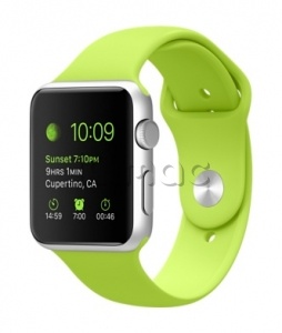 Купить Apple Watch Sport 42 мм, серебристый алюминий, зеленый спортивный ремешок