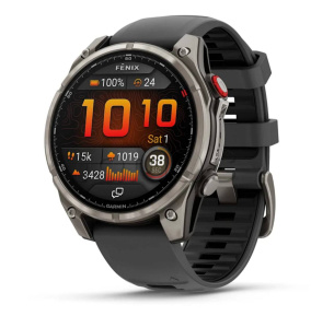 Купить Мультиспортивные часы Garmin Fenix 8 Pro, AMOLED (47 mm), титановый корпус, силиконовый ремешок черно-графитового цвета