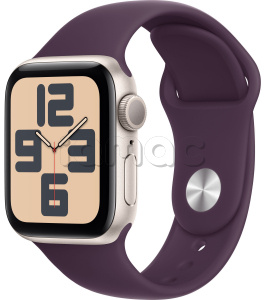 Купить Apple Watch SE // 44мм GPS (Custom) // Корпус из алюминия цвета «сияющая звезда», спортивный ремешок цвета «сливовый» (2024)