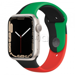 Купить Apple Watch Series 7 // 45мм GPS // Корпус из алюминия цвета «сияющая звезда», спортивный ремешок цвета «Black Unity»