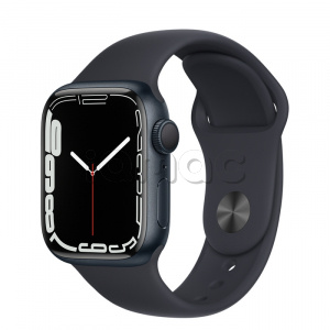Купить Apple Watch Series 7 // 41мм GPS // Корпус из алюминия цвета «тёмная ночь», спортивный ремешок цвета «тёмная ночь»