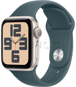 Купить Apple Watch SE // 44мм GPS (Custom) // Корпус из алюминия цвета «сияющая звезда», спортивный ремешок цвета «зеленое озеро» (2024)