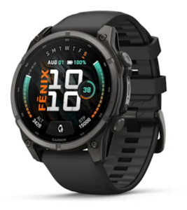 Купить Мультиспортивные часы Garmin Fenix 9 (47mm), титановый корпус Carbon Gray DLC, черный силиконовый ремешок 