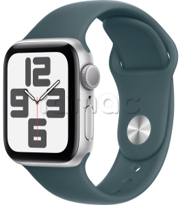 Купить Apple Watch SE // 44мм GPS (Custom) // Корпус из алюминия серебристого цвета, спортивный ремешок цвета «зеленое озеро» (2024)