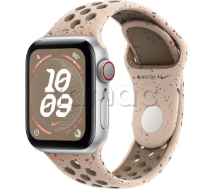 Купить Apple Watch SE // 40мм GPS+Cellular // Корпус из алюминия серебристого цвета, спортивный ремешок Nike цвета «Пустынный камень» (2024)