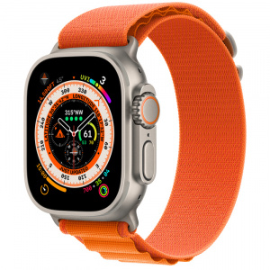 Apple Watch Ultra // 49мм GPS + Cellular // Корпус из титана, ремешок Alpine Loop оранжевого цвета, S