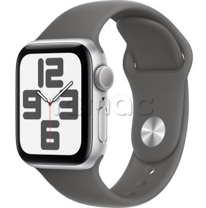 Купить Apple Watch SE // 40мм GPS (Custom) // Корпус из алюминия серебристого цвета, спортивный ремешок цвета «каменный серый» (2024)