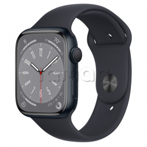 Купить Apple Watch Series 8 // 45мм GPS // Корпус из алюминия цвета "темная ночь", спортивный ремешок цвета "темная ночь"