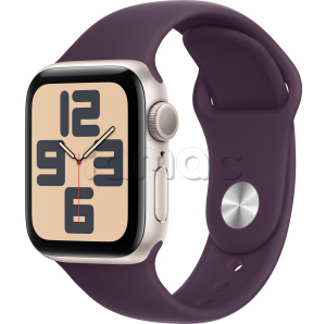 Купить Apple Watch SE // 40мм GPS (Custom) // Корпус из алюминия цвета «сияющая звезда», спортивный ремешок цвета «сливовый» (2024)