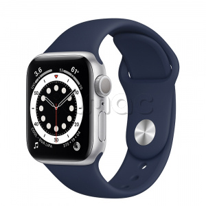 Купить Apple Watch Series 6 // 40мм GPS // Корпус из алюминия серебристого цвета, спортивный ремешок цвета «Тёмный ультрамарин»