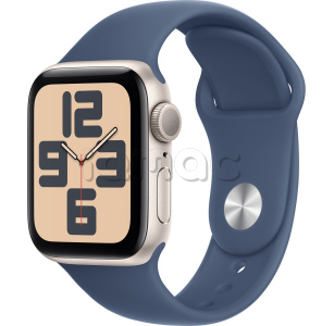 Купить Apple Watch SE // 40мм GPS (Custom) // Корпус из алюминия цвета «сияющая звезда», спортивный ремешок цвета «деним» (2024)
