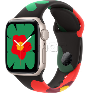 Купить Apple Watch SE 3 // 44мм GPS // Корпус из алюминия цвета "сияющая звезда", спортивный ремешок цвета Unity Bloom (2025)