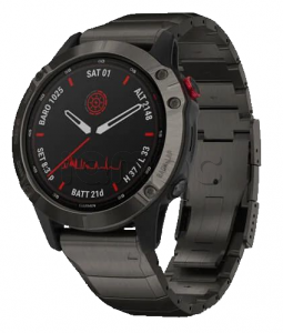 Купить Мультиспортивные часы Garmin Fenix 6 Pro (47mm) Solar, титановый DLC корпус, титановый ремешок