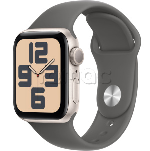 Купить Apple Watch SE // 40мм GPS (Custom) // Корпус из алюминия цвета «сияющая звезда», спортивный ремешок цвета «каменный серый» (2024)