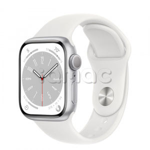 Купить Apple Watch Series 8 // 41мм GPS // Корпус из алюминия серебристого цвета, спортивный ремешок белого цвета