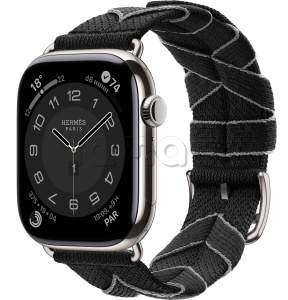 Купить Apple Watch Series 10 Hermès // 46мм GPS+Cellular // Корпус из титана серебристого цвета, ремешок Bridon Single Tour цвета Noir/Gris
