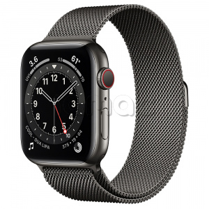 Купить Apple Watch Series 6 // 44мм GPS + Cellular // Корпус из нержавеющей стали графитового цвета, миланский сетчатый браслет графитового цвета