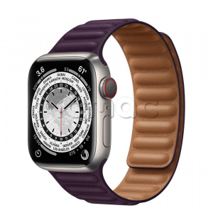 Купить Apple Watch Series 7 // 41мм GPS + Cellular // Корпус из титана, кожаный браслет цвета «тёмная вишня», размер ремешка S/M
