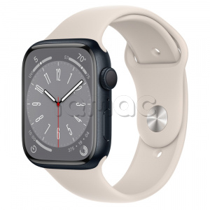 Купить Apple Watch Series 8 // 45мм GPS // Корпус из алюминия цвета "темная ночь", спортивный ремешок цвета "сияющая звезда"