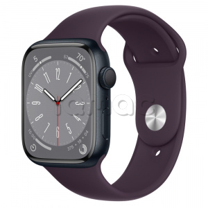Купить Apple Watch Series 8 // 45мм GPS // Корпус из алюминия цвета "темная ночь", спортивный ремешок цвета "бузина"
