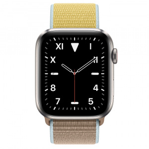 Купить Apple Watch Series 5 // 44мм GPS + Cellular // Корпус из титана, спортивный браслет цвета «верблюжья шерсть»