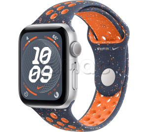 Купить Apple Watch SE // 40мм GPS // Корпус из алюминия серебристого цвета, спортивный ремешок Nike цвета «Синее пламя» (2024)