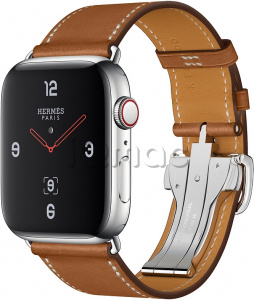 Купить Apple Watch Series 4 Hermès // 44мм GPS + Cellular // Корпус из  нержавеющей стали, ремешок Single Tour из кожи цвета Fauve Barenia с  застежкой Deployment