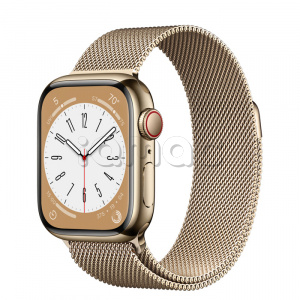 Купить Apple Watch Series 8 // 41мм GPS + Cellular // Корпус из нержавеющей стали золотого цвета, миланский сетчатый браслет золотого цвета