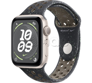 Купить Apple Watch SE // 40мм GPS // Корпус из алюминия цвета «сияющая звезда», спортивный ремешок Nike цвета «Полуночное небо» (2024)