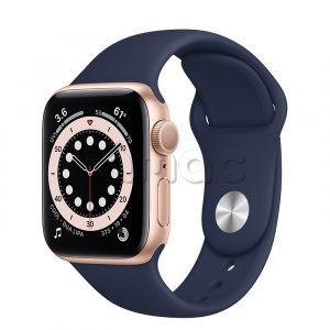 Купить Apple Watch Series 6 // 40мм GPS // Корпус из алюминия золотого цвета, спортивный ремешок цвета «Тёмный ультрамарин»