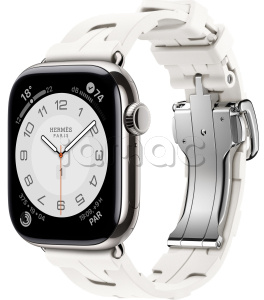 Купить Apple Watch Series 10 Hermès // 46мм GPS+Cellular // Корпус из титана серебристого цвета, ремешок Kilim Single Tour цвета Blanc